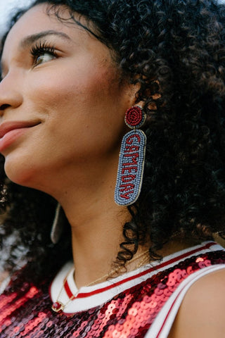 Maroon & Grey Beaded Gameday Earring | Select Trends Boutique