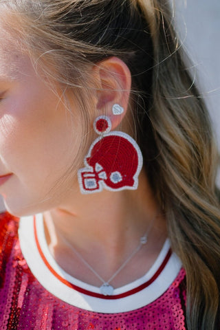 Maroon & Grey Beaded Helmet Earring | Select Trends Boutique