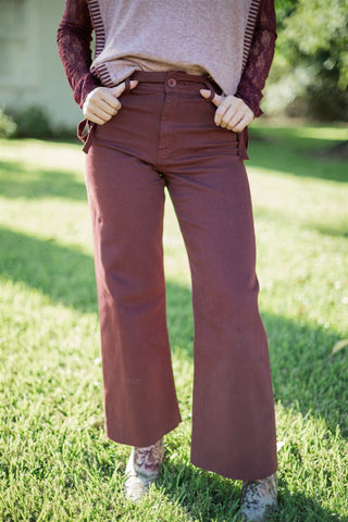 Maroon Wide Leg Jeans - Select Trends Boutique