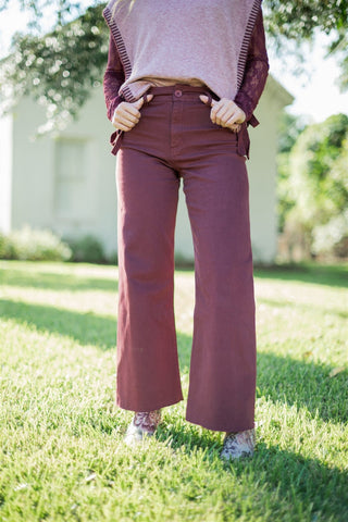 Maroon Wide Leg Jeans - Select Trends Boutique