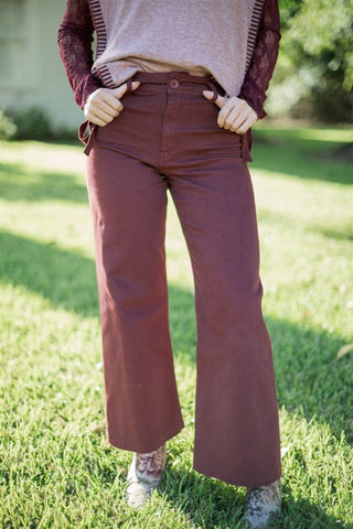 Maroon Wide Leg Jeans | Select Trends Boutique