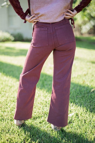 Maroon Wide Leg Jeans | Select Trends Boutique
