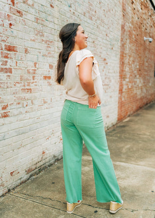Matcha Green Wide Leg Jeans - Select Trends Boutique