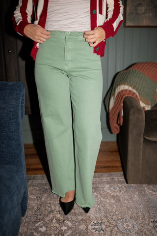 Matcha Green Wide Leg Jeans - Select Trends Boutique
