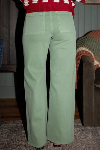 Matcha Green Wide Leg Jeans - Select Trends Boutique