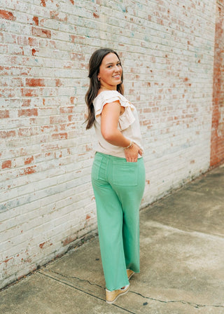 Matcha Green Wide Leg Jeans - Select Trends Boutique