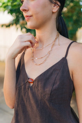 Matte Gold 3 Layered Chain Necklace | Select Trends Boutique
