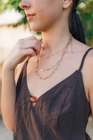 Matte Gold 3 Layered Chain Necklace | Select Trends Boutique