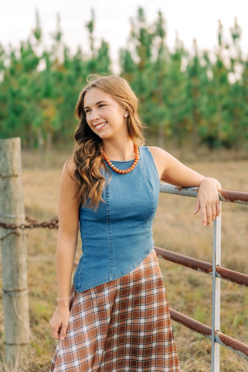 Medium Wash Asymmetrical Denim Top