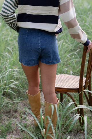 Medium Wash Buckle Detail Skort - Select Trends Boutique