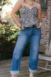 Medium Wash Relaxed Straight Leg Jeans