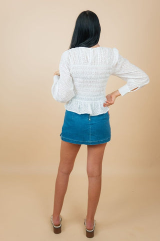 Medium Wash Slit Denim Skort | Select Trends Boutique