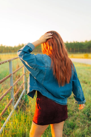 Medium Washed Stitched Denim Jacket - Select Trends Boutique