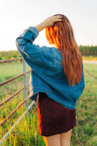 Medium Washed Stitched Denim Jacket - Select Trends Boutique