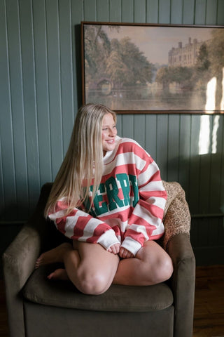 Merry Vintage Striped Mock Neck Sweatshirt | Select Trends Boutique