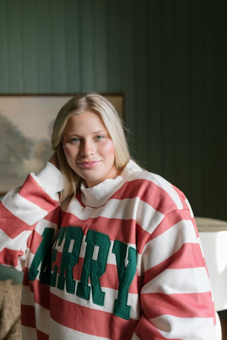 Merry Vintage Striped Mock Neck Sweatshirt | Select Trends Boutique