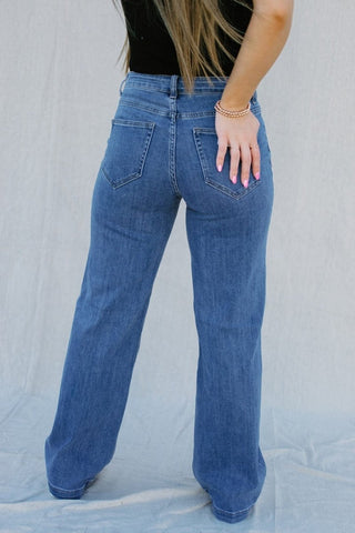 Mid Rise Clean Wide Leg Jeans from Select Trends Boutique