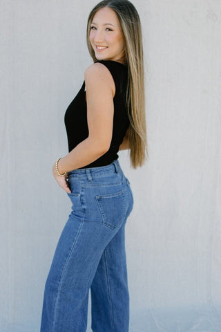 Mid Rise Clean Wide Leg Jeans from Select Trends Boutique