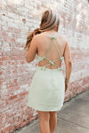 Mint Bow Open Back Mini Dress