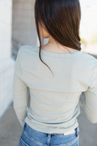 Mint Green Scoop Neck Long Sleeve | Select Trends Boutique