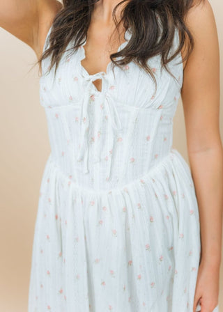 Mirabelle Pink Floral Corset Midi Dress | Select Trends Boutique