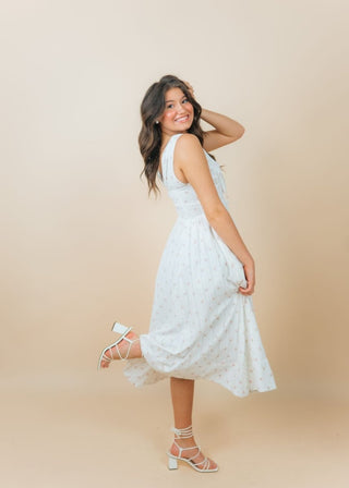 Mirabelle Pink Floral Corset Midi Dress | Select Trends Boutique