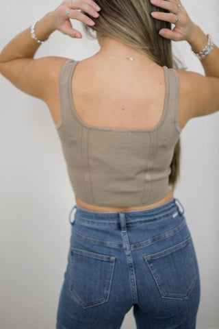 Mocha Knit Corset Top | Select Trends Boutique