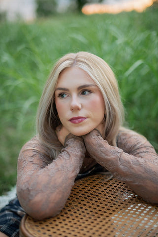 Mocha Lace Long Sleeve Top - Select Trends Boutique