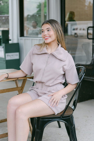 Mocha Lounge Zip Romper | Select Trends Boutique