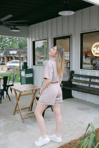 Mocha Lounge Zip Romper | Select Trends Boutique
