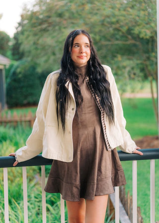 Mocha Suede Mock Neck Mini Dress | Select Trends Boutique