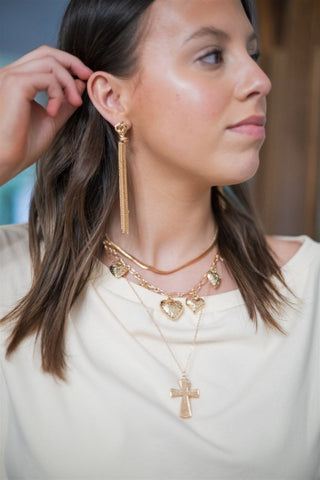 Multi Layered Cross & Heart Charm Necklace - Select Trends Boutique