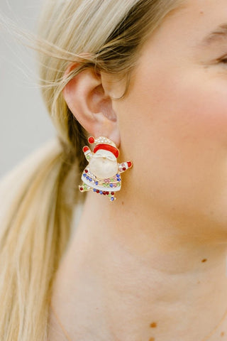 MultiColor Santa Glitz Earrings | Select Trends Boutique