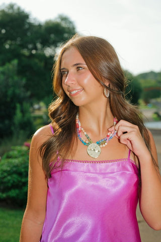 Multicolored Beaded Pendant Necklace | Select Trends Boutique