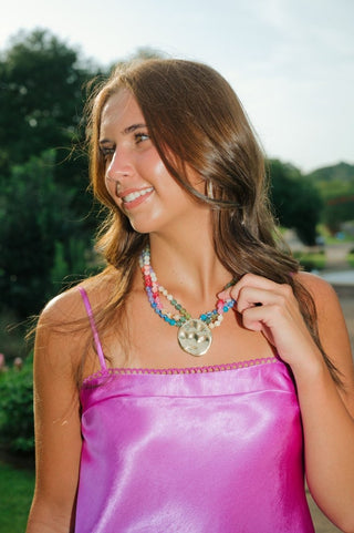 Multicolored Beaded Pendant Necklace | Select Trends Boutique