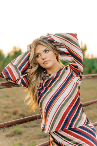 Multicolored Striped Blouse & Skirt Set | Select Trends Boutique