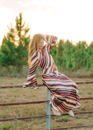 Multicolored Striped Blouse & Skirt Set | Select Trends Boutique