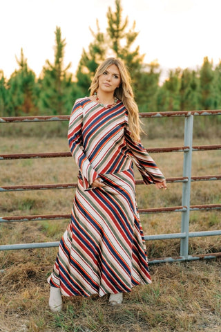 Multicolored Striped Blouse & Skirt Set | Select Trends Boutique