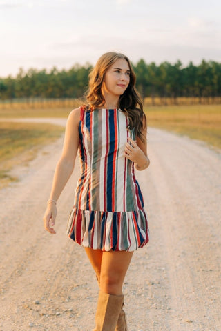 Multicolored Striped Bubble Hem Dress | Select Trends Boutique