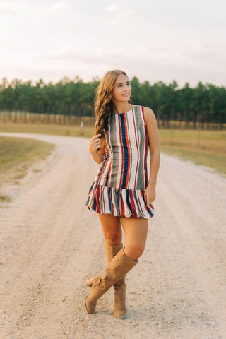 Multicolored Striped Bubble Hem Dress | Select Trends Boutique