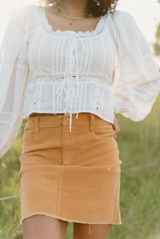 Mustard Corduroy Mini Skirt | Select Trends Boutique