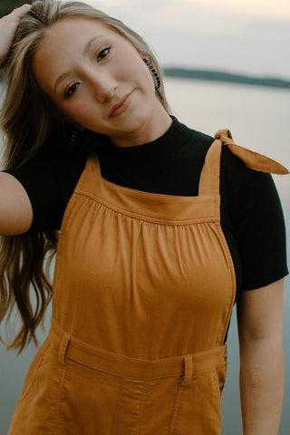 Mustard Corduroy Overall Romper from Select Trends Boutique
