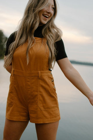 Mustard Corduroy Overall Romper from Select Trends Boutique