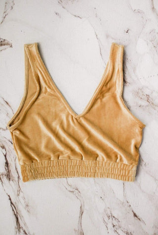 Mustard Velvet Crop Top | Select Trends Boutique