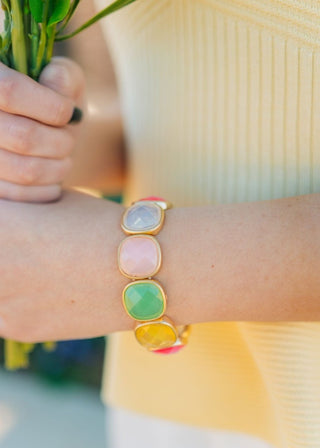 Muticolored Opal Stone Stretch Bracelet - Select Trends Boutique