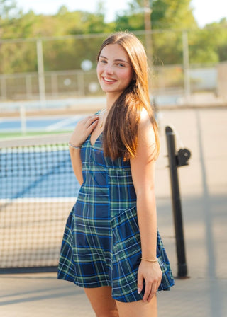 Navy Blue Plaid Athletic Dress | Select Trends Boutique