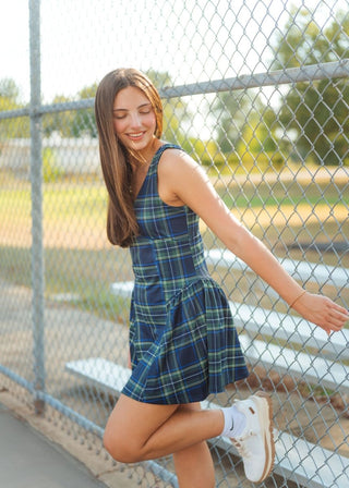 Navy Blue Plaid Athletic Dress | Select Trends Boutique
