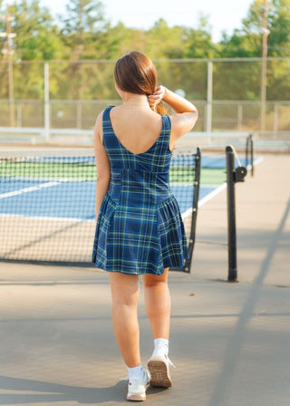 Navy Blue Plaid Athletic Dress | Select Trends Boutique