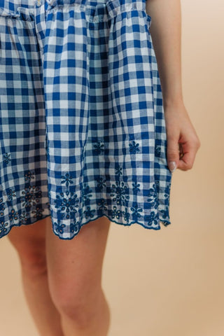 Navy Checkered Babydoll Dress | Select Trends Boutique