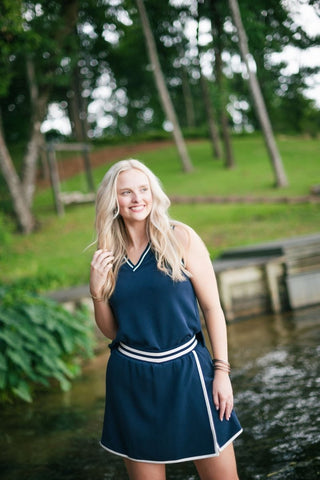 Navy Collared Athletic Skort Set | Select Trends Boutique